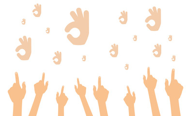 Hände zeigen auf Exzellent-Handgesten