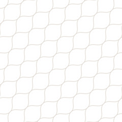 Mesh seamless pattern, thin diagonal wavy lines, white and beige