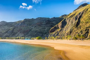 Fotobehang Amazing view of beach las Teresitas with yellow sand. Location: Santa Cruz de Tenerife, Tenerife, Canary Islands. Artistic picture. Beauty world. © olenatur