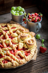 Tasty and aromatic tart made of fresh berry fruits