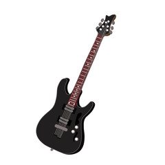 Vector illustration of black rock guitar. Isolated.