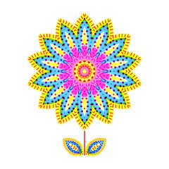 Decorative flower with abstract color pattern