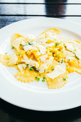 Ravioli pasta with pumpkin and cheese