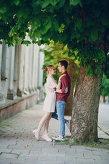 Naklejka premium couple in a town