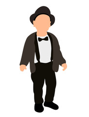 vector, isolated silhouette child beginner walk, flat style