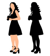 vector, isolated silhouette of girl with camera