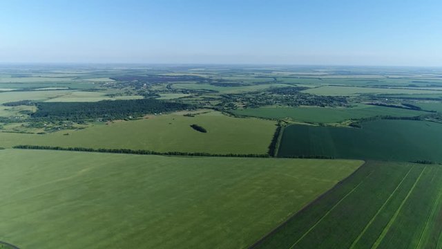 Top view of green fields, Russia