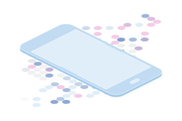 3D isometric concept. Line art Smart phone on a white background. Vector illustration EPS 10