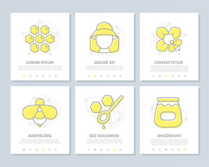 Set of honey colored elements for multipurpose a4 presentation template. Leaflet, corporate report, marketing, advertising, annual report, book cover design.