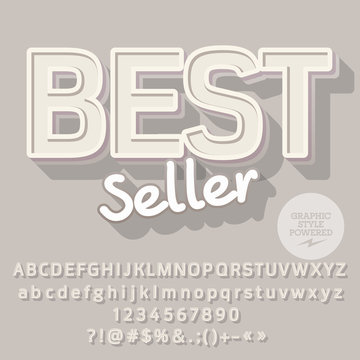 Trendy vector alphabet set. Font with text Best Seller. Contains graphic style.