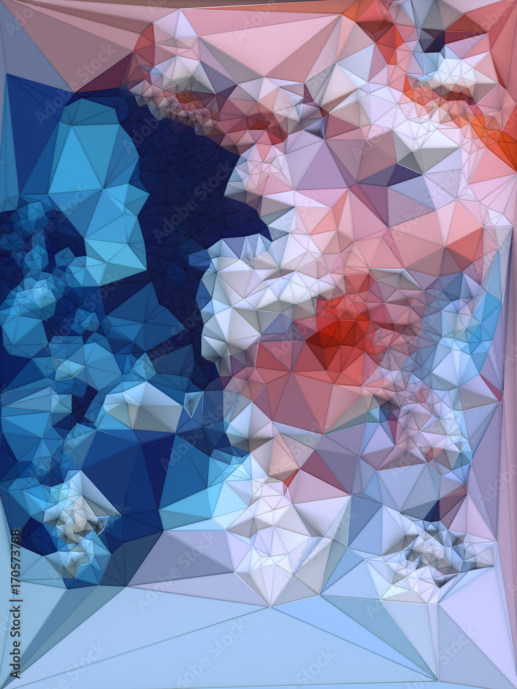 Poster Abstract colored polygonal triangular mosaic background. 3d rendering