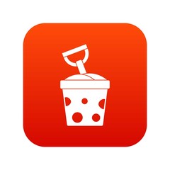 Toy bucket and shovel icon digital red