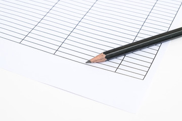 black pencil on white paper for record