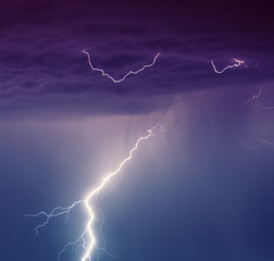 Powerful Lightning Strikes ,colorful thunder sky