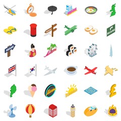 Summer icons set, isometric style