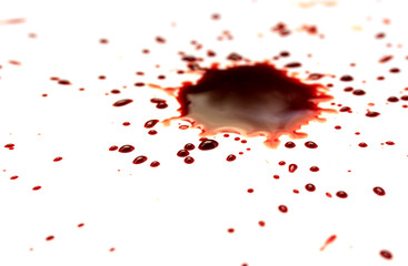 drop of blood on white background