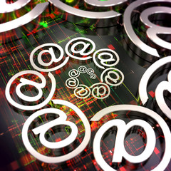Spiral of e-mail symbols, with electronic background