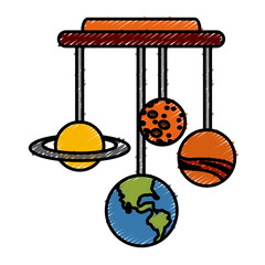 Planets of galaxy hanging icon vector illustration graphic design