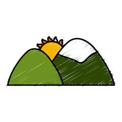 Sun in mountains icon vector illustration graphic design