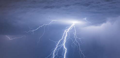 Fototapeta na wymiar Powerful Lightning Strikes ,colorful thunder sky