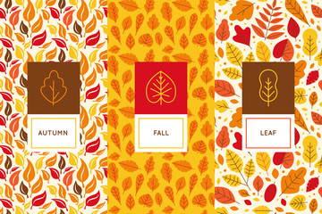Seamless patterns with autumn leaves - abstract seasonal background