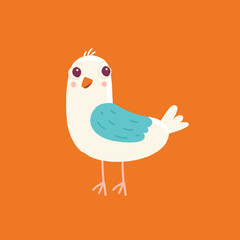 Vector cartoon illustration in simple childish style with bird