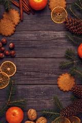 Christmas wooden background.