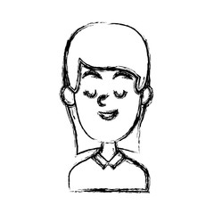 Woman smiling with eyes closed icon vector illustration graphic design