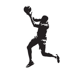 Fototapeta na wymiar Basketball player shooting ball, abstract vector silhouette