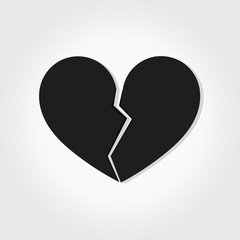 Black broken heart icon