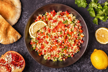 Tabbouleh salad, traditional middle eastern or arab dish.