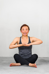 Fototapeta premium Yoga students showing different yoga poses