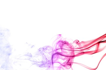 Obraz premium Red and blue smoke swirl on white background, Color smoke on white background