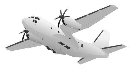 Military Transport Cargo Aircraft Vector Illustration