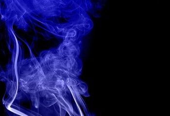 movement of smoke, abstract blue smoke on black background, smoke background ,blue smoke background, blue ink