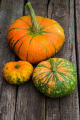 Pumpkin on rustic wooden table