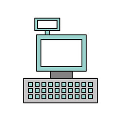 cash register machine keypad display for supermarket vector illustration