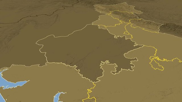 Rajasthan - India, region extruded. Bumps