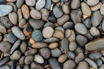 Rock floor or sea stones background, copy space.