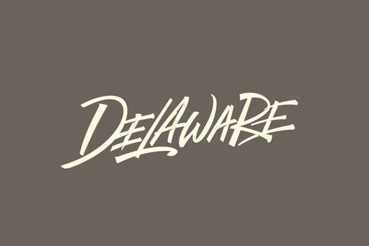 Delaware USA State Word Logo Hand Painted Brush Lettering Calligraphy Logo Template