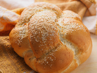 Sweet loaf of bread on a table