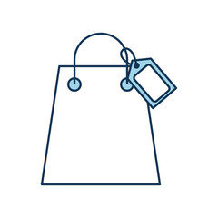 paper shopping bag with paper handles and tag vector illustration