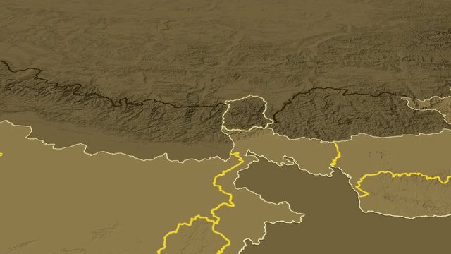 Sikkim - India, region extruded. Bumps