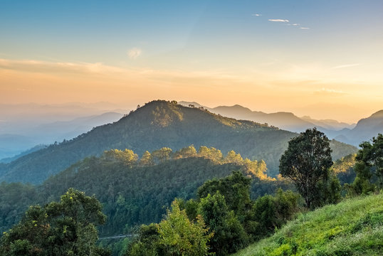 Mountain View in the morning at Doi Ang Khang, Chiang Mai, Thailand