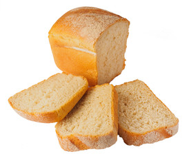 loaf of white sliced bread on a table. isolated