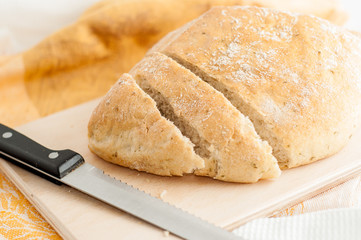 loaf of white bread on a table