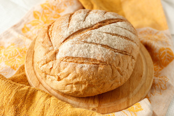 Sweet loaf of bread on a table