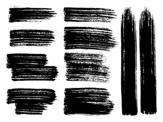 Painted grunge stripes set.