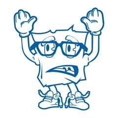 character box man in hipster glasses