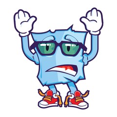 Naklejka premium character box man in hipster glasses